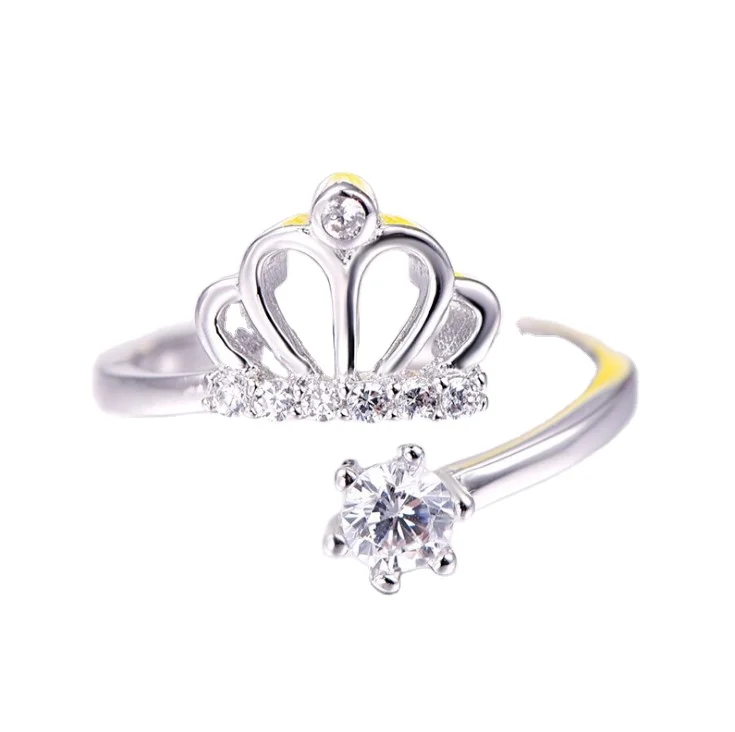 

Princess Crown Adjustable 18k White Gold Zirconia Crystal Cz Ring