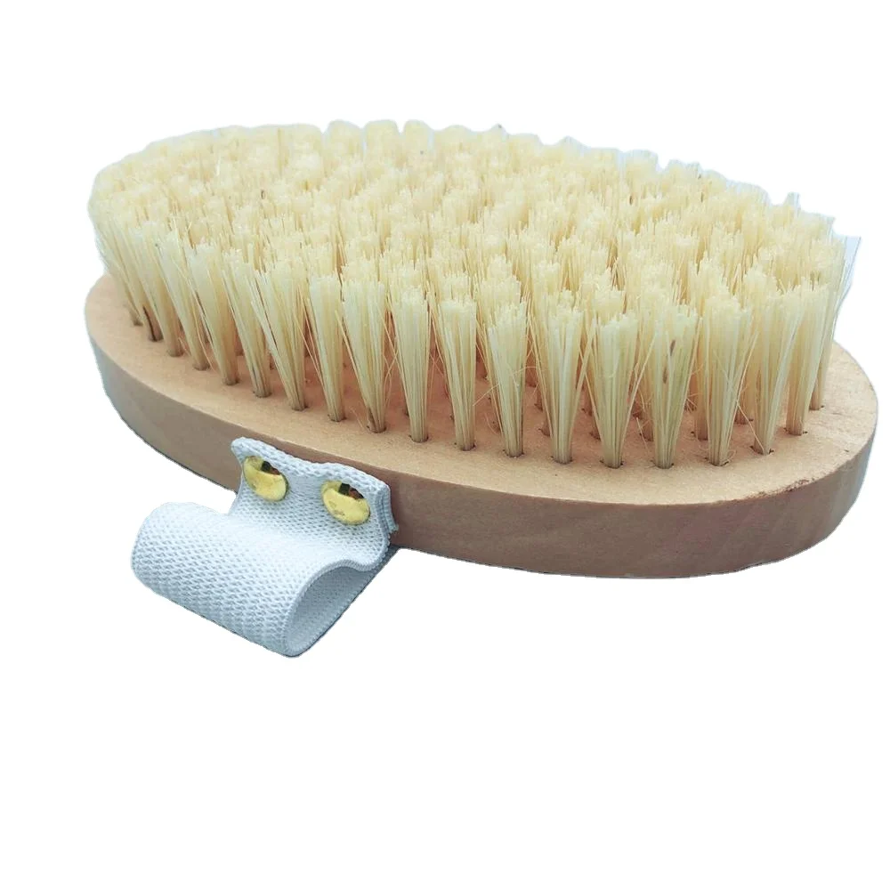 

Wholesale bathroom body exfoliator Beech wood sisal hemp Shower wooden brush