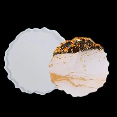 

Y1622 agate resin mould round and oval geode coaster silicone mold for DIY, White