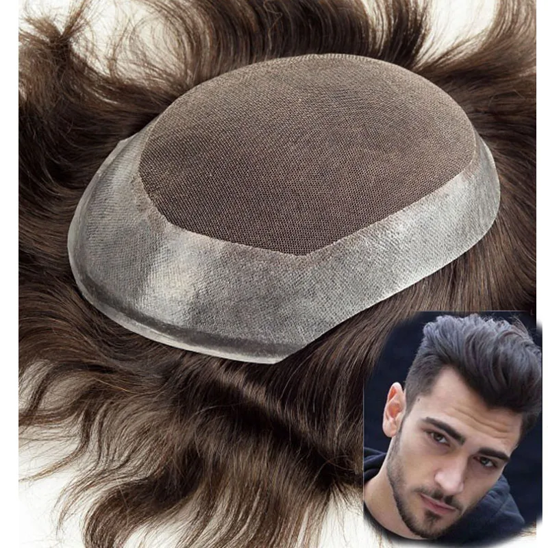 

EMEDA Australia Natural French Lace With PU Around Toupee Real Human Hair At New Times Hair