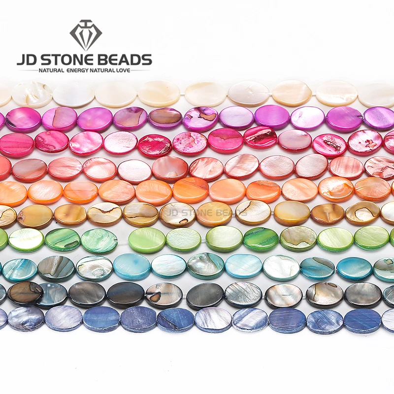 

10 Color Flat Oval Natural White Mother Of Pearl Shell Charms For DIY earring necklace Jewelry Making finding Accessories gift