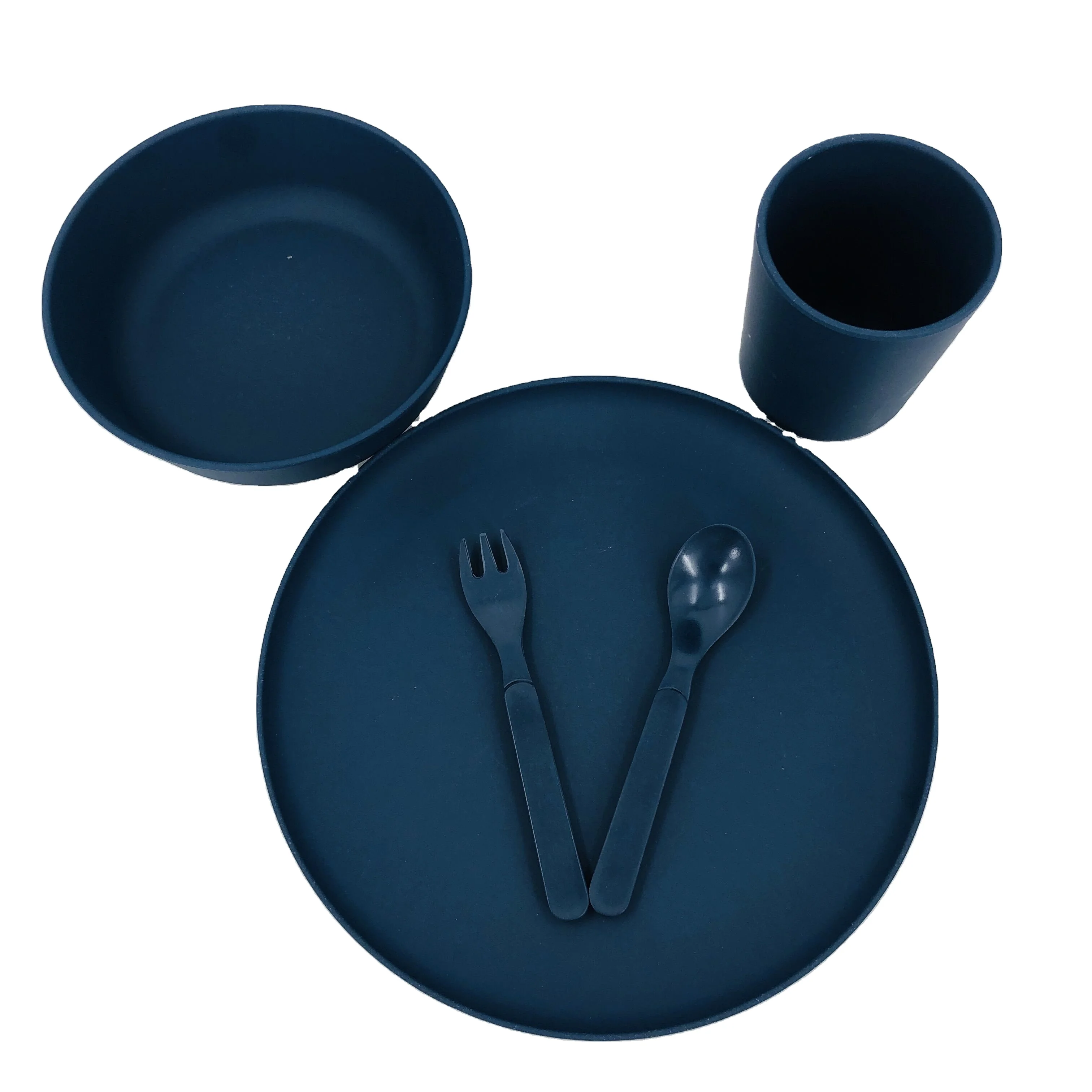 
Plant fiber eco friendly round LFGB bamboo dinnerware 5pcs kids party tableware set 