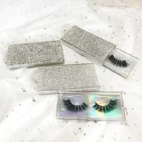 

transparent PVC lash tray glitter card drawer slide lash case full crystal rectangle Empty luxury false eyelash packaging box