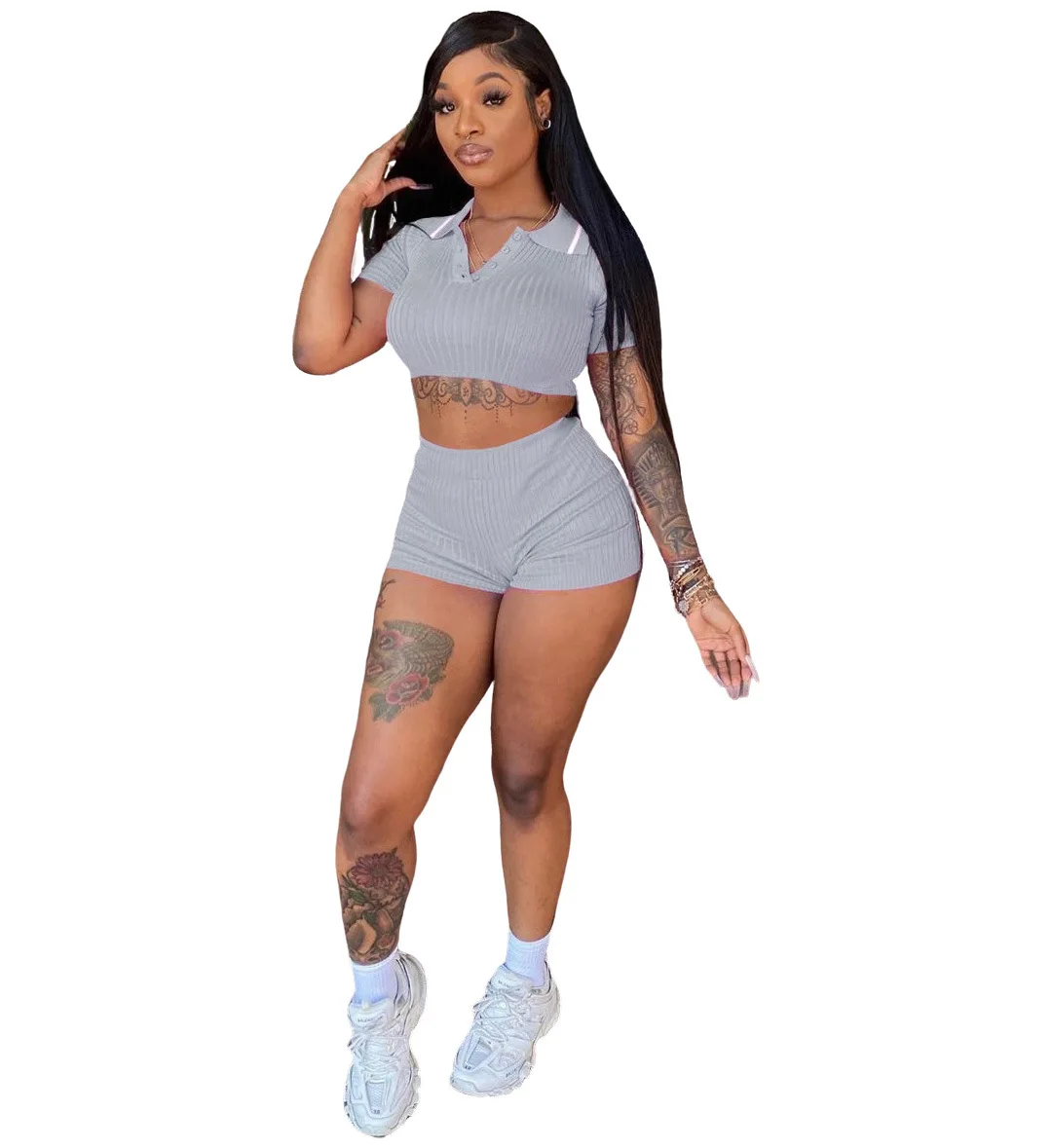 

summer fashion short knitwear sexy skinny pant popularity sets casual crop top women