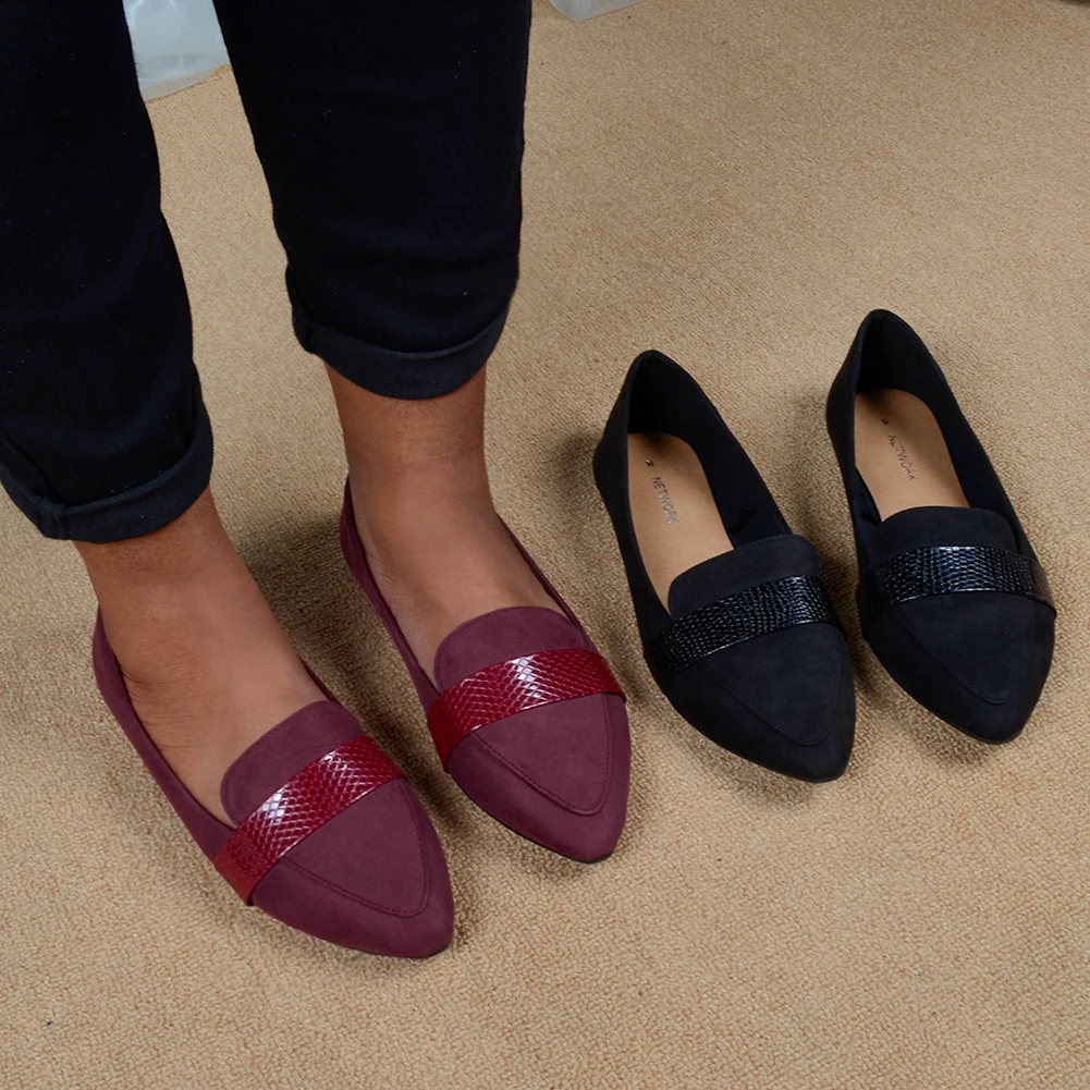 

Best quality canvas lining material beautiful ladies shoes women's pointed toe flat shoes