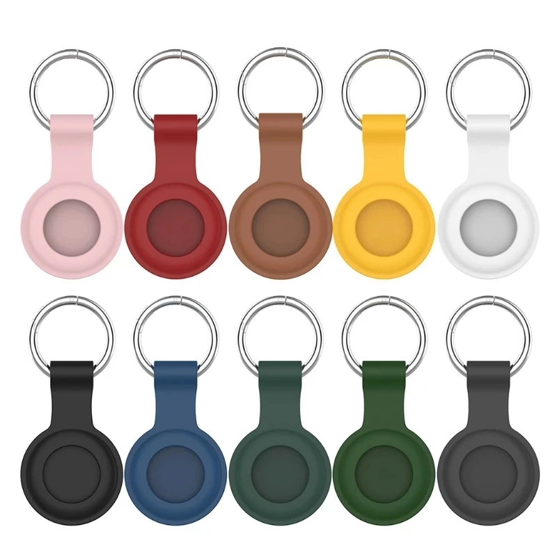 

For Apple Locator Tracker Anti-lost Device Keychain Ring Cover for AirTags Silicone Protective Case, 10 colors