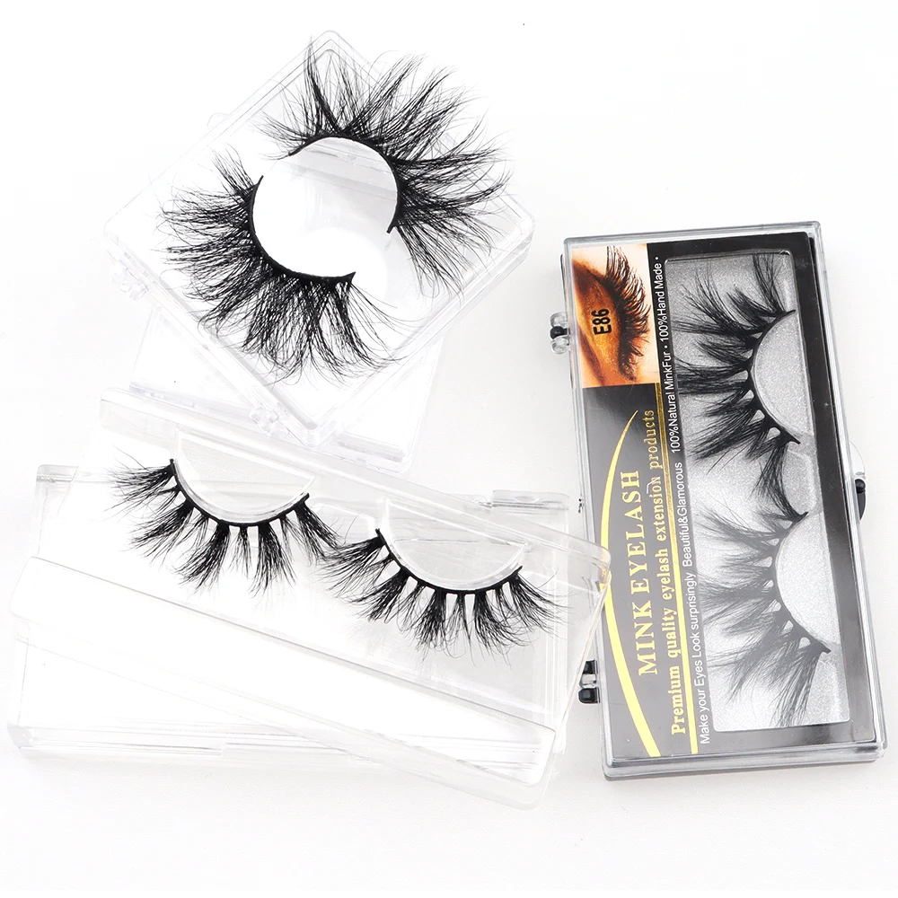 

Wholesale 100% Real Mink Eyelashes Natural Long 3d 5d Hand Made 25mm Full Strip Lashes Vendor With Custom Lash Packaging, Black