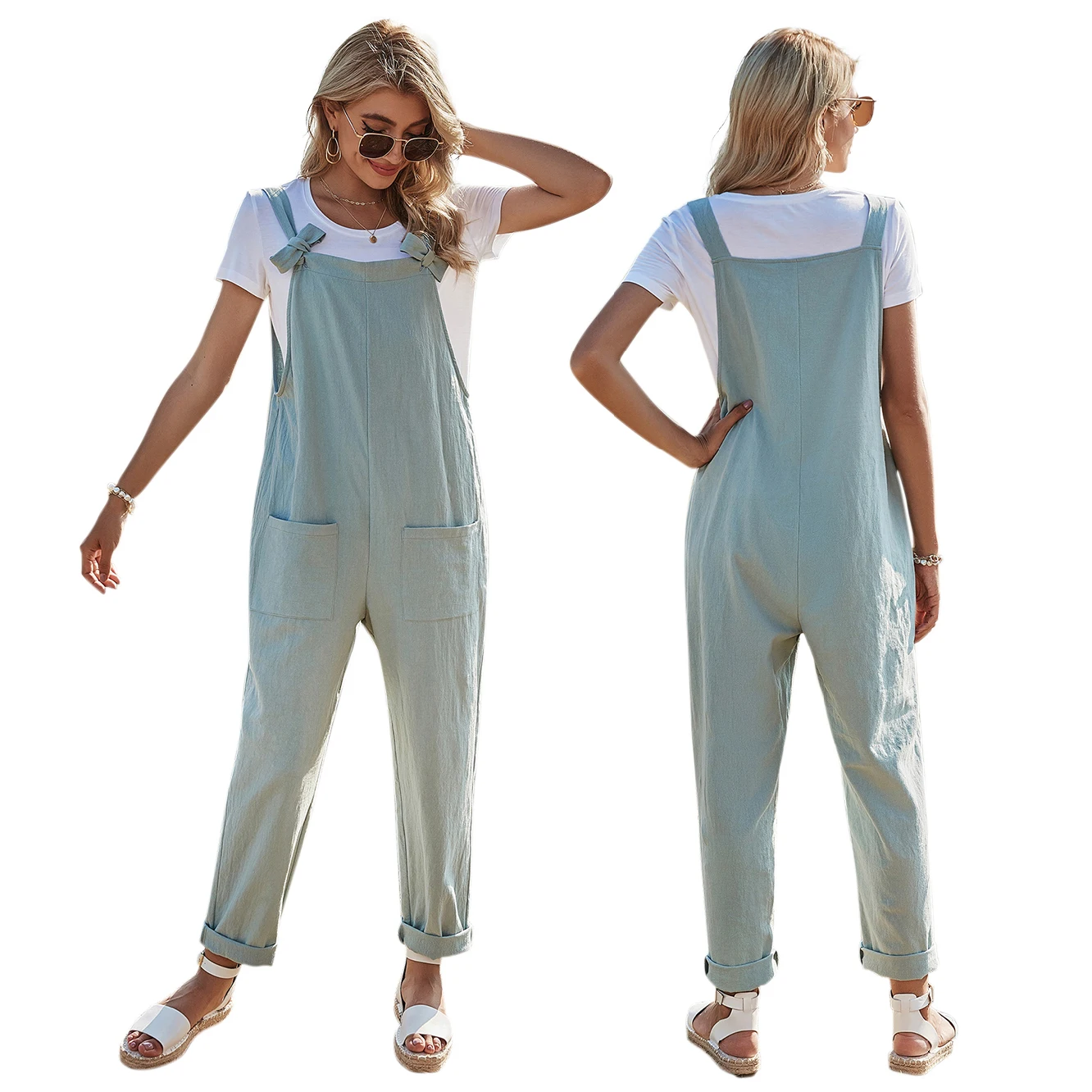 

Women Pants Jumpsuit Bib Trouser Bowknot High Waist Casual Women Overalls, Optional