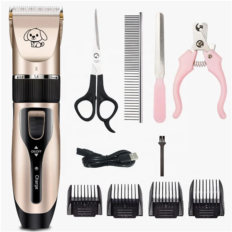 

Pet Cat Dog Hair Grooming Clippers Set USB Rechargeable Low-noise Pets Cat Trimmer Dogs Hair Electric Shaving Machine, As shown
