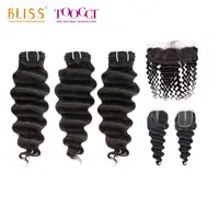 

Bliss Tooccci Loose Deep Wave Virgin Human Hair Remy Brazilian Hair Weaves Loose Deep Wave Weft Bundles with Closure and Frontal