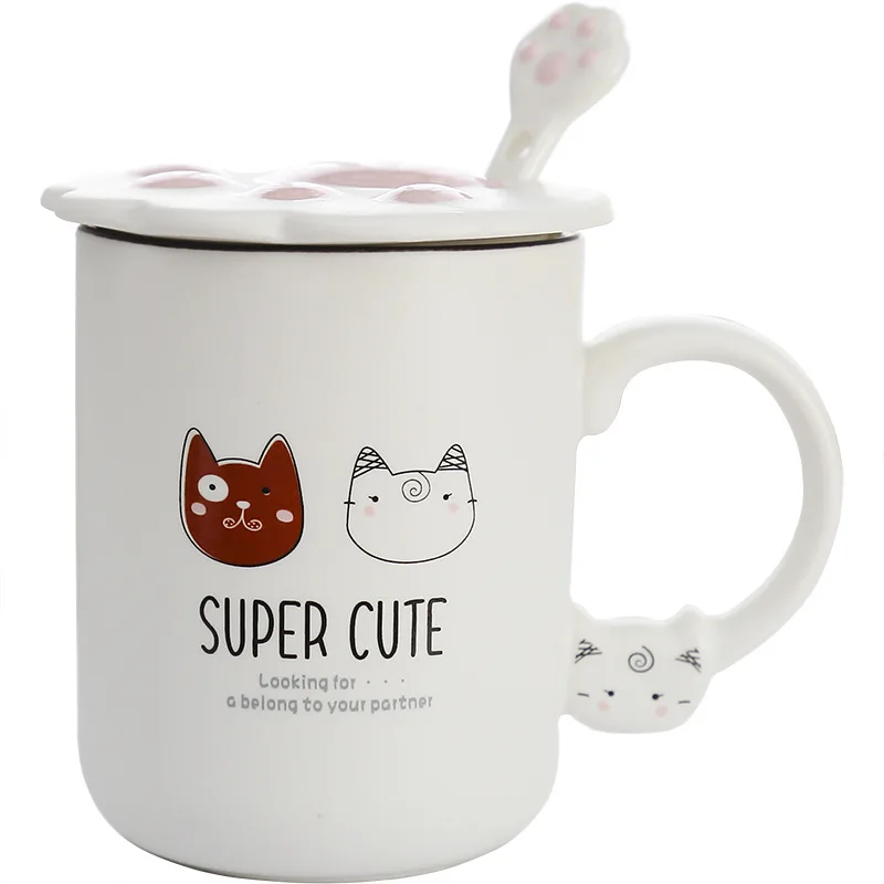 

nordic style white cat porcelain mug cat claw lid ceramic mug