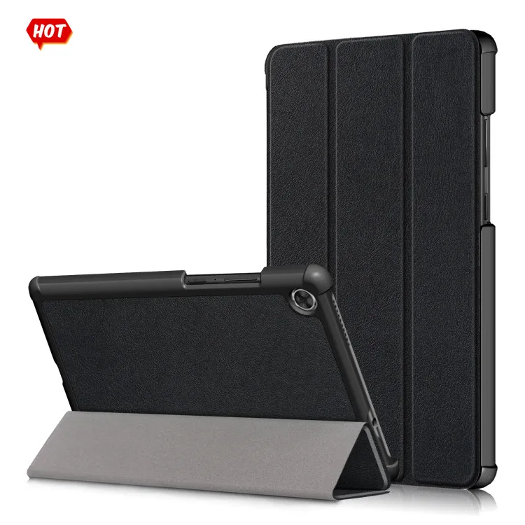 

Tablet Cases Smart TPU Leather Case Three-folding Holder Stand Horizontal Flip Tablet PC Back Case Cover For Lenovo Tab M8, Black, dark blue, grey, rose gold,red