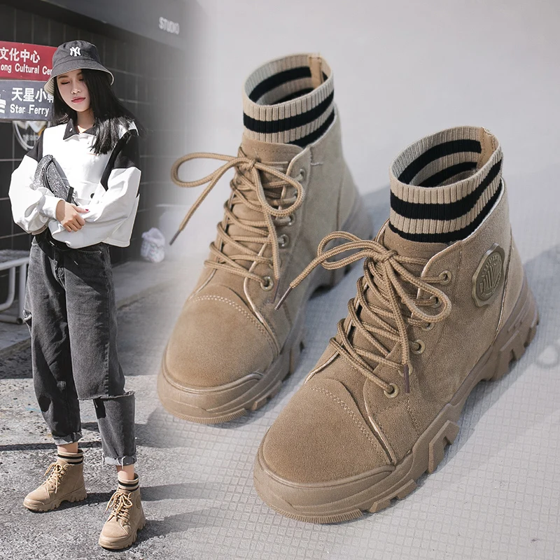 

Women low Boots canvas High-top Sport Shoes Height Increased Female Ankle suede Boots Military Hiking zapatos muje ladies Boots