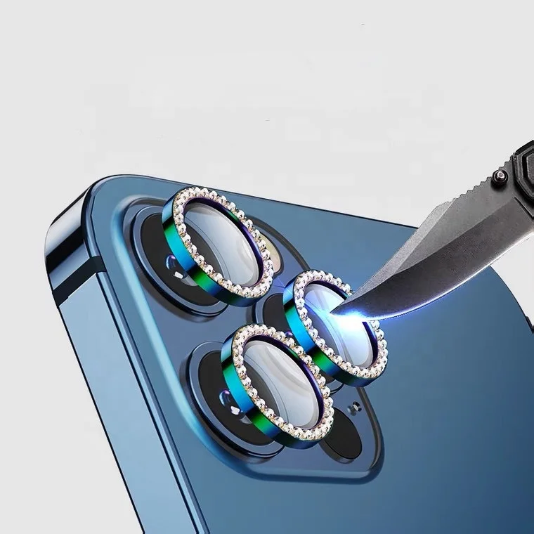 

Diamond Camera Lens Protector for iPhone 11 12 13 Aluminum Alloy Glass Camera Protection Lens Protector for iPhone 13 mini