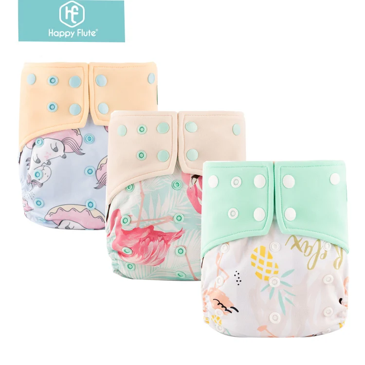 

Happyflute  printed baby diaper reusable washable cloth diaper adjustable coffee material pocket nappies, Colorful
