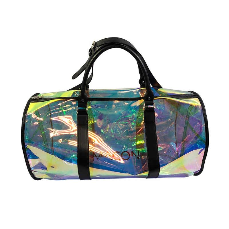 

ANMAI Custom Waterproof Light Weight Transparent Holographic Sport Duffle Bag PVC Duffle Bag