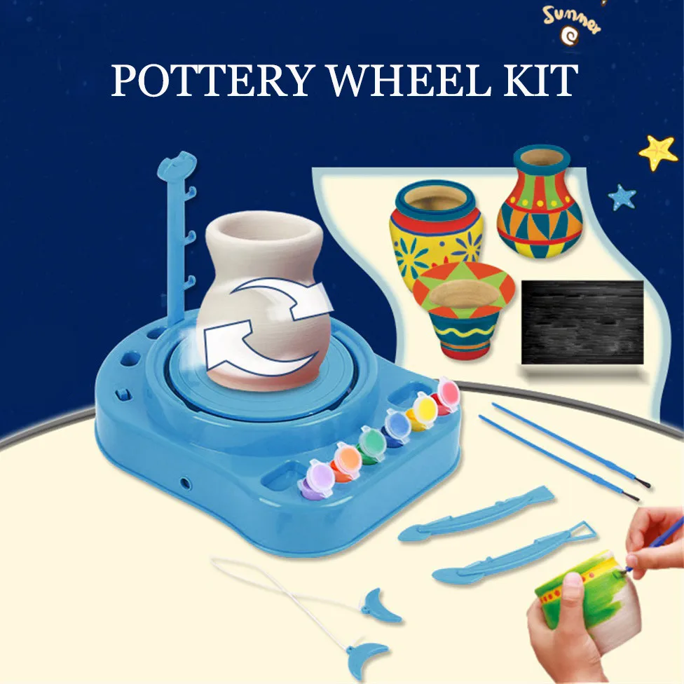 DIY Educational Toy Christmas Birthday Gift for Boys Girls Ceramic Machine with Clay for Beginners Pottery Studio Studio Clay Craft Kit Pottery Wheel for Kids Pottery Wheel Kit