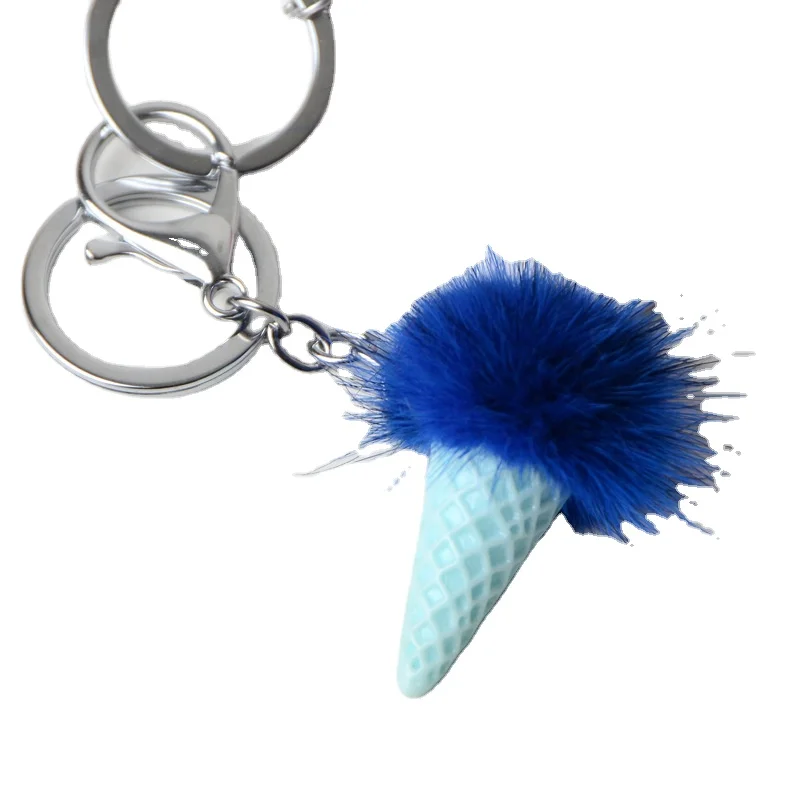 

Free Shipping Fashion Parts Accessories Mink Fur Ball Ice Cream Pendant Keychain Bag Pendant Fur Key Chain
