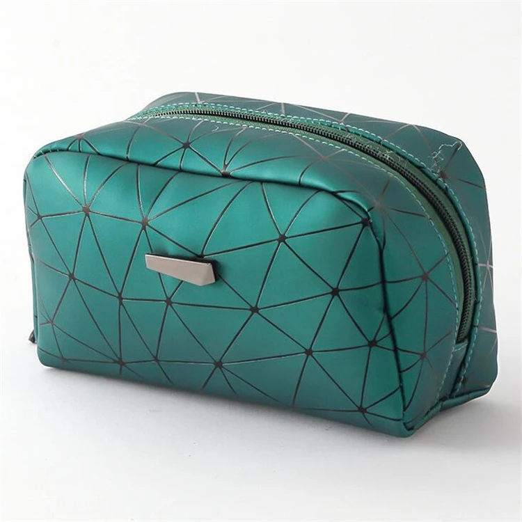

Fashion Geometric Rhomboids Pu Clutch Cosmetic Bag Waterproof Girls Mini Makeup Bag Custom Travel Bag, Black, silver, blue, green, pink