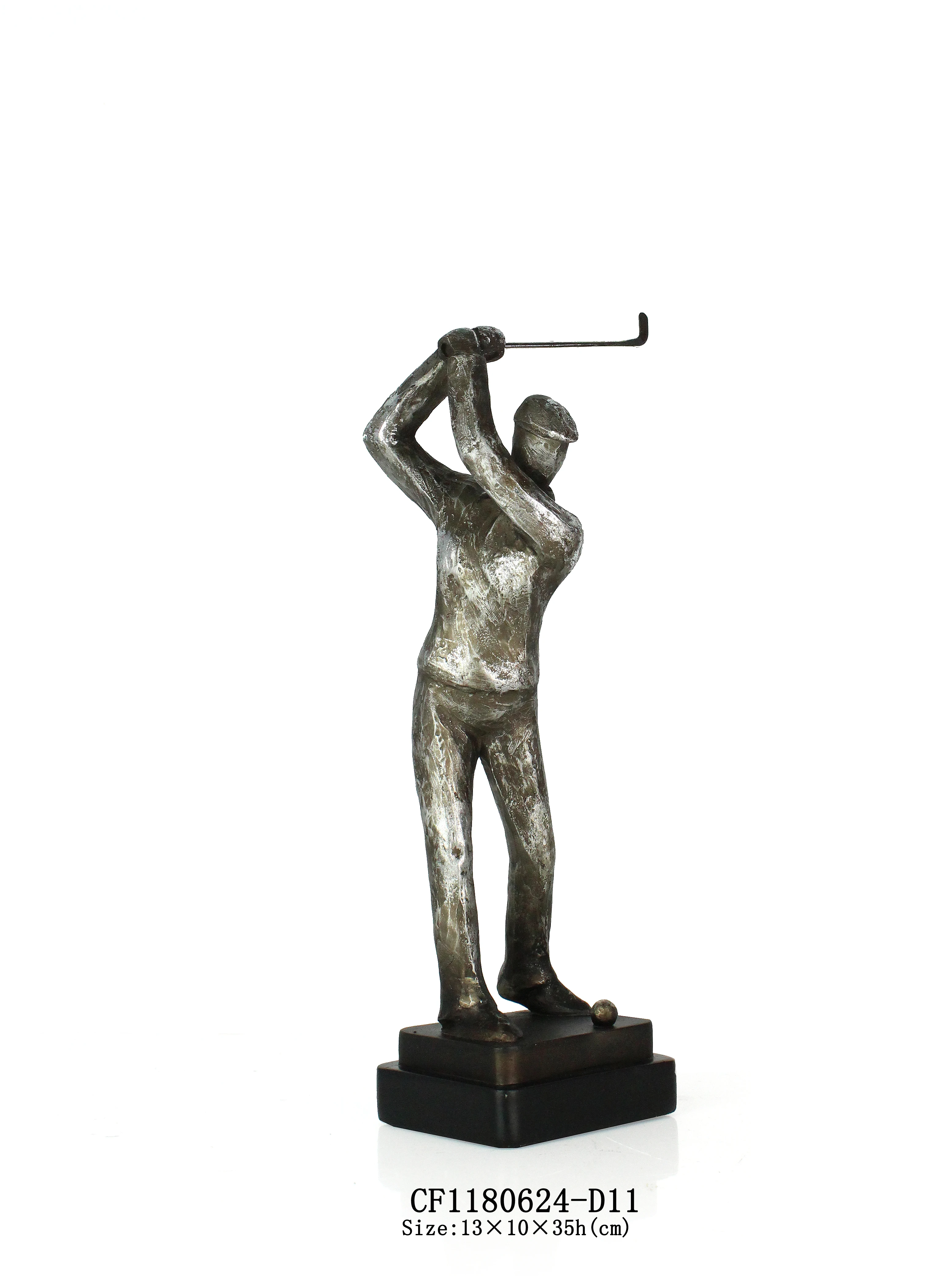 Wholesales Decorative Resin Antique Silver Golf Sport men Player Figurine For Home Decor Creative Gift details