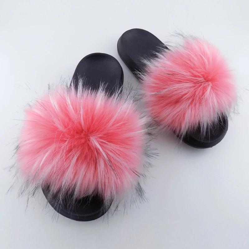 

Soft high quality faux fur slippers fur slides for women wholesale fur slippers, Red,green,blue,grey,black and so on