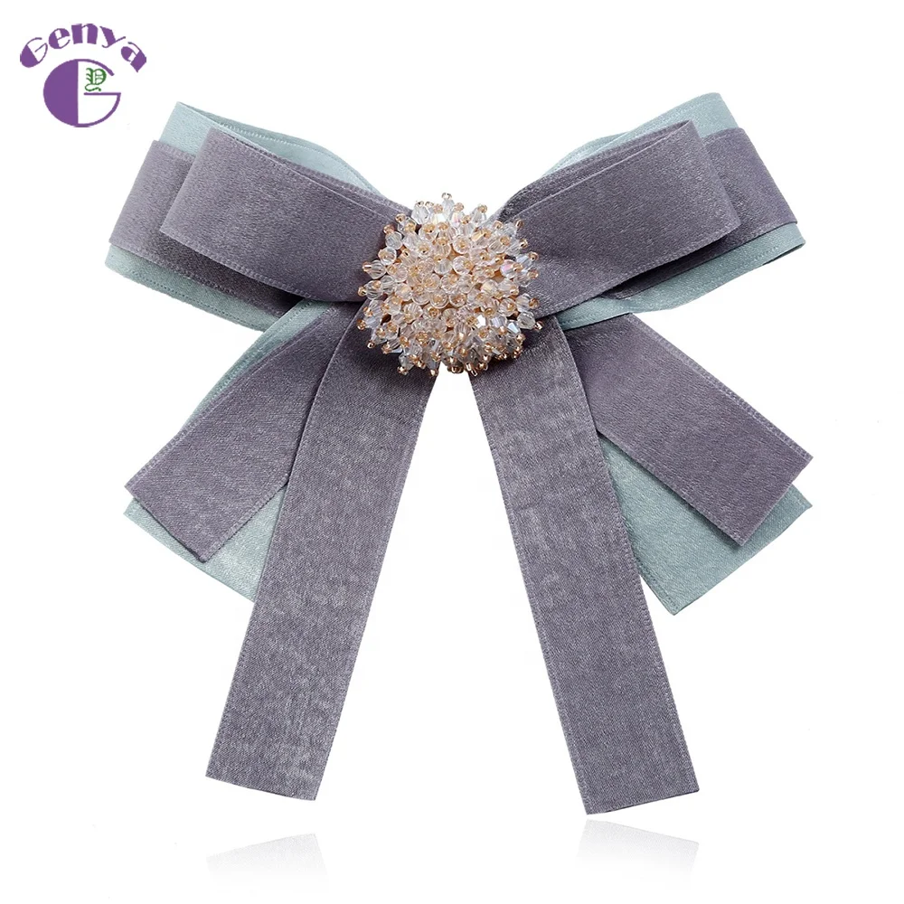 

GENYA Creative fashion quality adult crystal flower bow brooch cravat brooch cloth art dress brooch, As picture