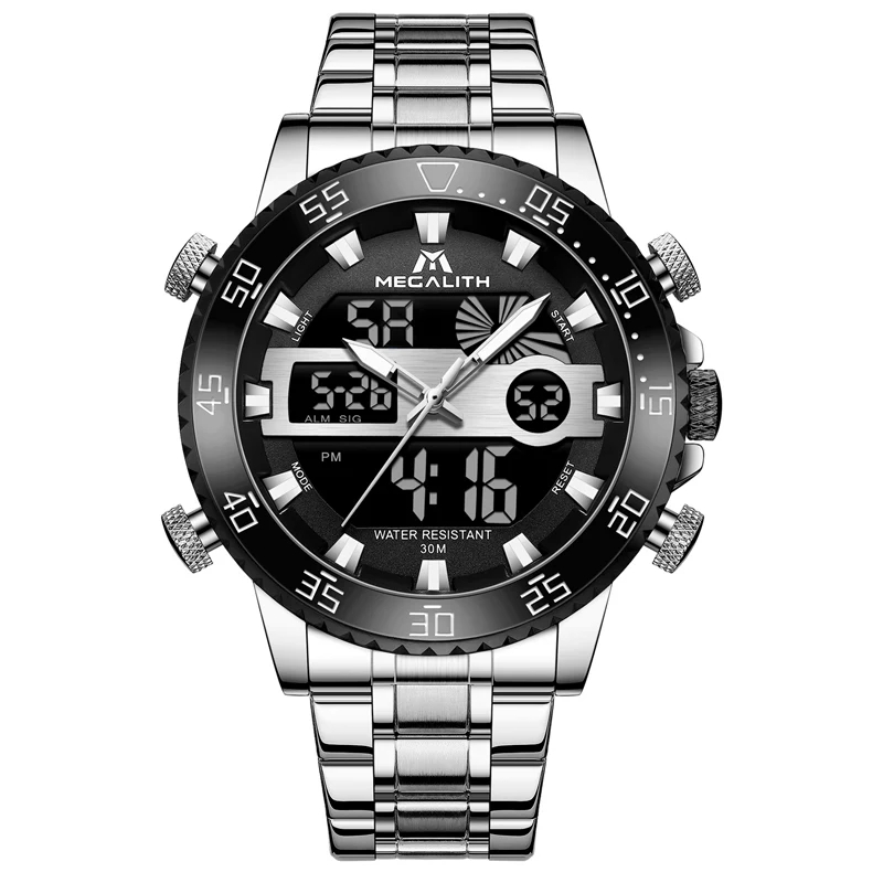 

Classic Megalith Brand Digital Watches Sport Wristwatch For Men Chronograph Calendar Quartz Watch