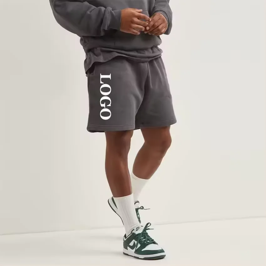 High Quality Sports Gym Shorts Men Custom logo Summer Casual Heavyweight Cotton Drawstring Shorts Men