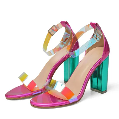 

Wholesale Latest Women Sandals Big Size  Dazzling Transparent Women High Heel Sandals, As shown in figure