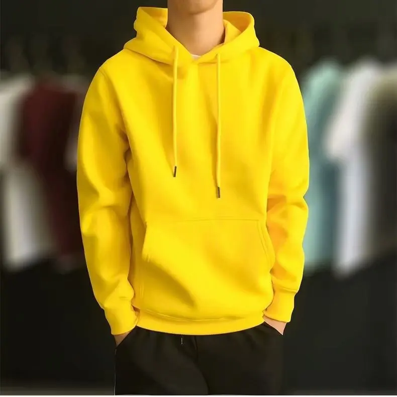 

New Fashion Men Autumn Winter Hooded Street Long Sleeve loose Solid Color Hooded Casual Blouse Fleece Tops White Hoodies