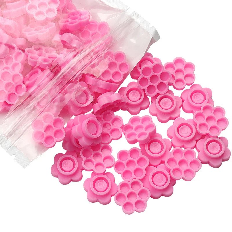 

Disposable 100Pcs Adhesive Ring Eyelash Extensions Blossom Cups One Second Glue Ring