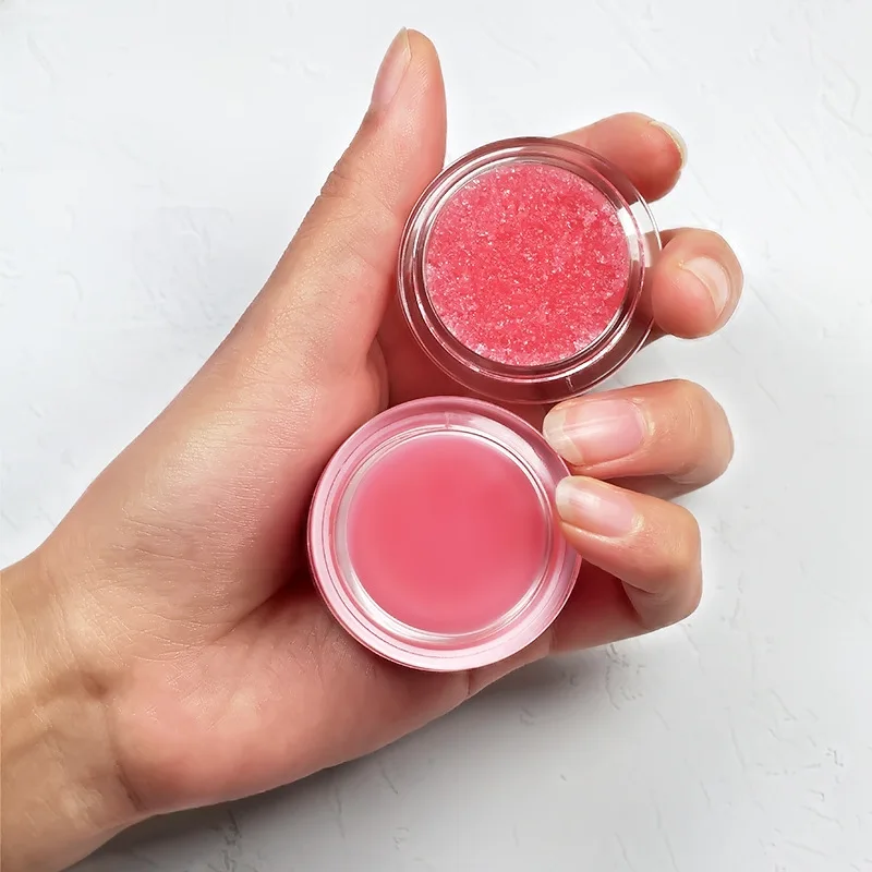 

Private Label Custom 2 in 1 Vegan Strawberry Fruit Lip Care Balm Scrub Exfoliate Waterproof Pink Moustirzing Lip Sugar Scrubs