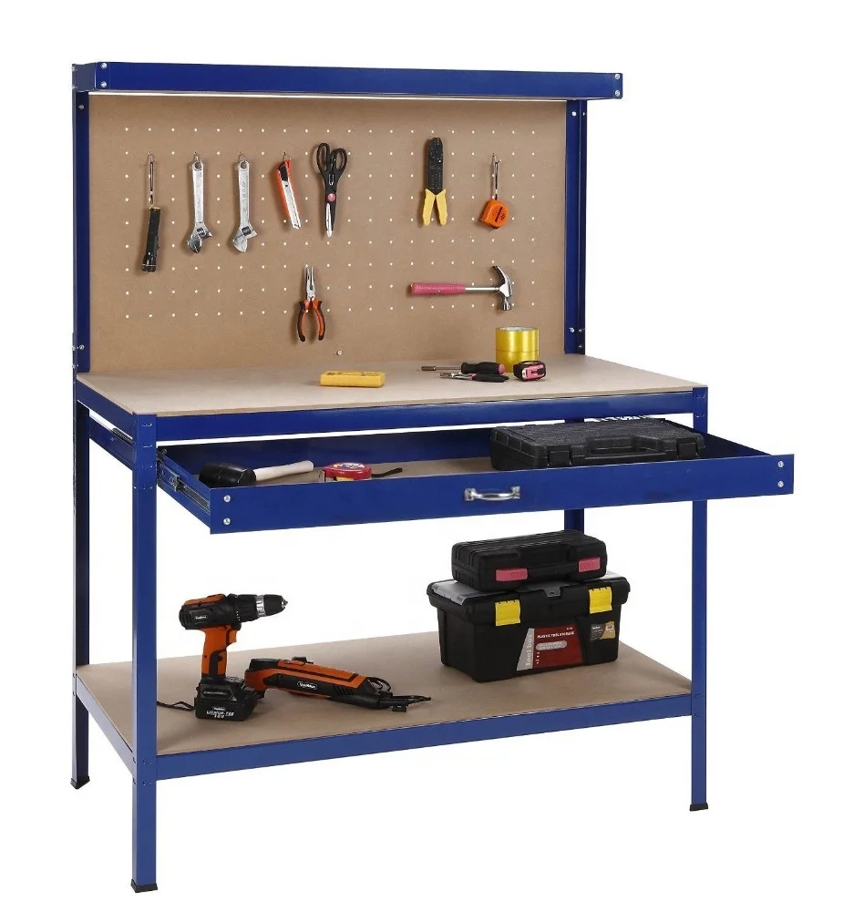 Easy Assemble Hot Selling Wooden WorksurfacePortable Industry Workbench With Single Drawer