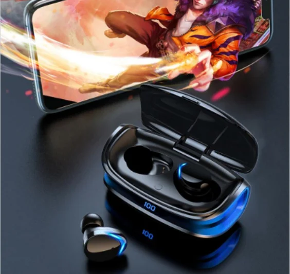 

Top seller oem odm 5.0 game tws earbuds low latency led display power bank wireless headset microphone earphone
