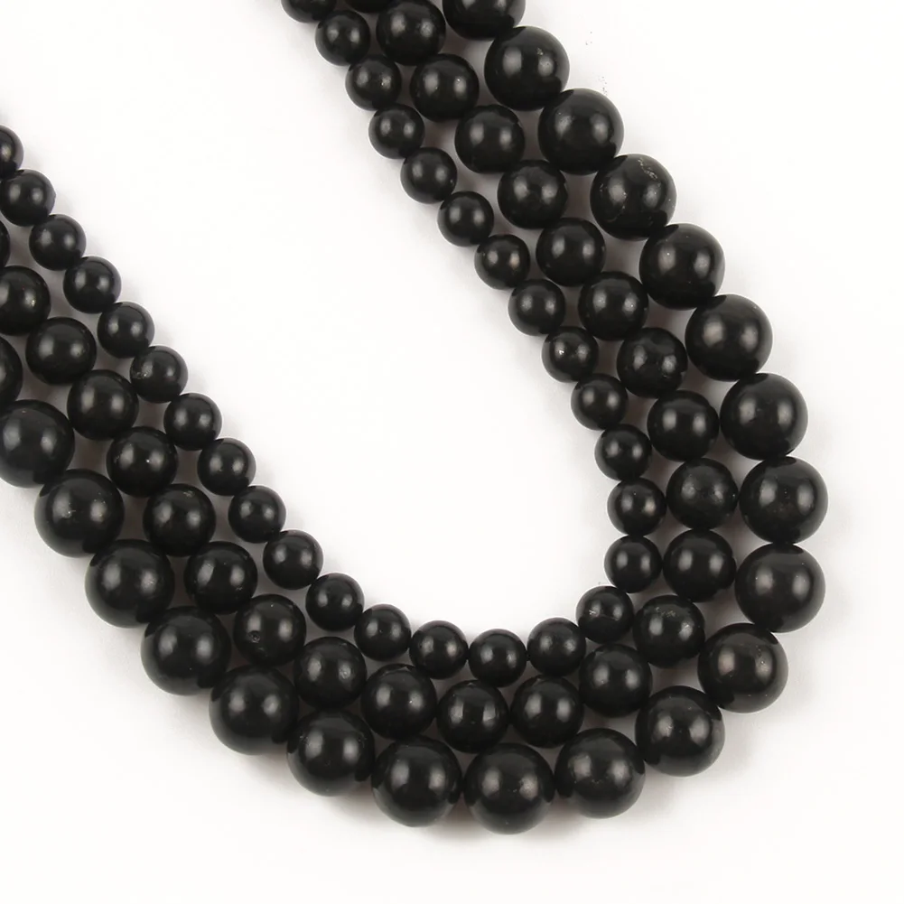 

Wholesale 6/8/10mm Black Schungite Mineral Loose Round Stone Beads for Jewelry Diy Bracelet