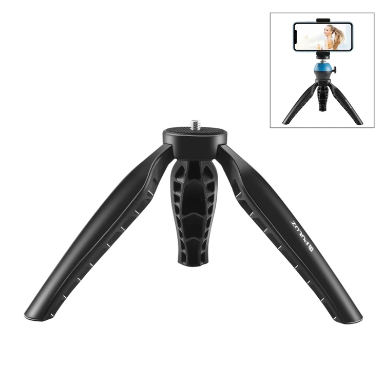 

Top Quality Simple Mini ABS Desktop Tripod Mount with 1/4 inch Screw for DSLR & Digital Cameras Working Height: 9cm, Black