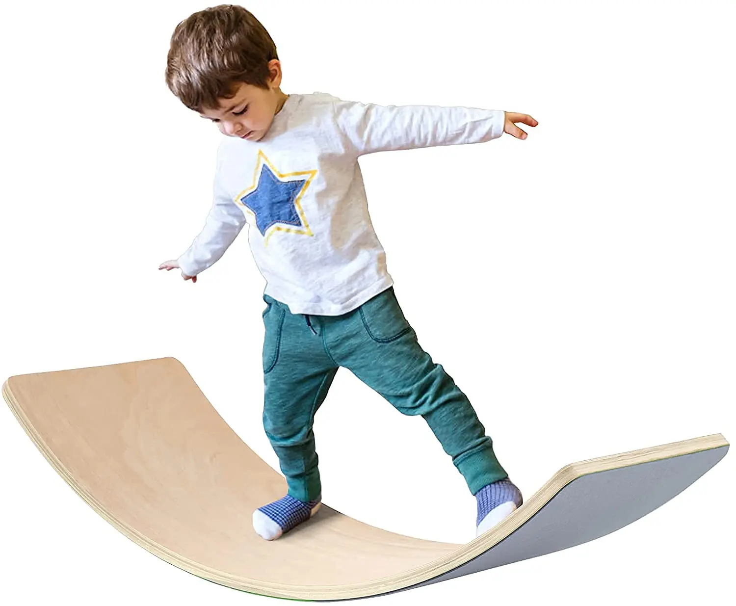 

XIHA Best Selling Wooden Montessori Educational Toys Balance Premium Wooden Wobble Balance Board with Felt Natural Wood Rocker, Natural wood or colored