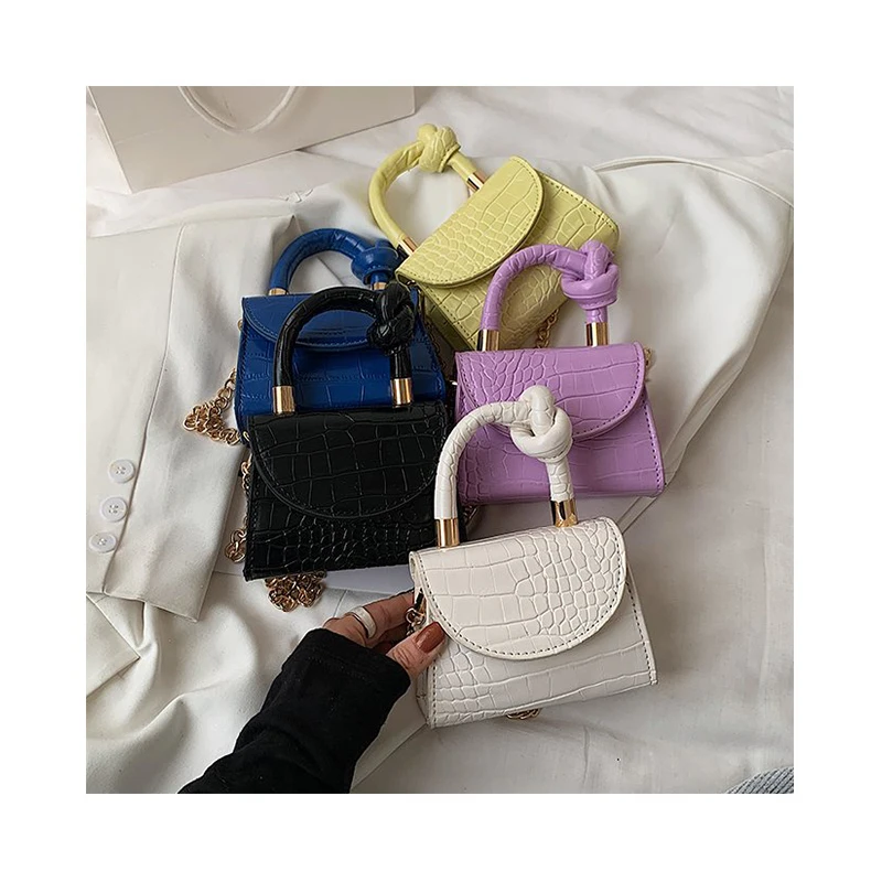 

New design Crocodile Ladies Shoulder Bag Bow Knot Crossbody Bag Purse Mini Alligator Luxury Women Chains Top-Handle Handbags