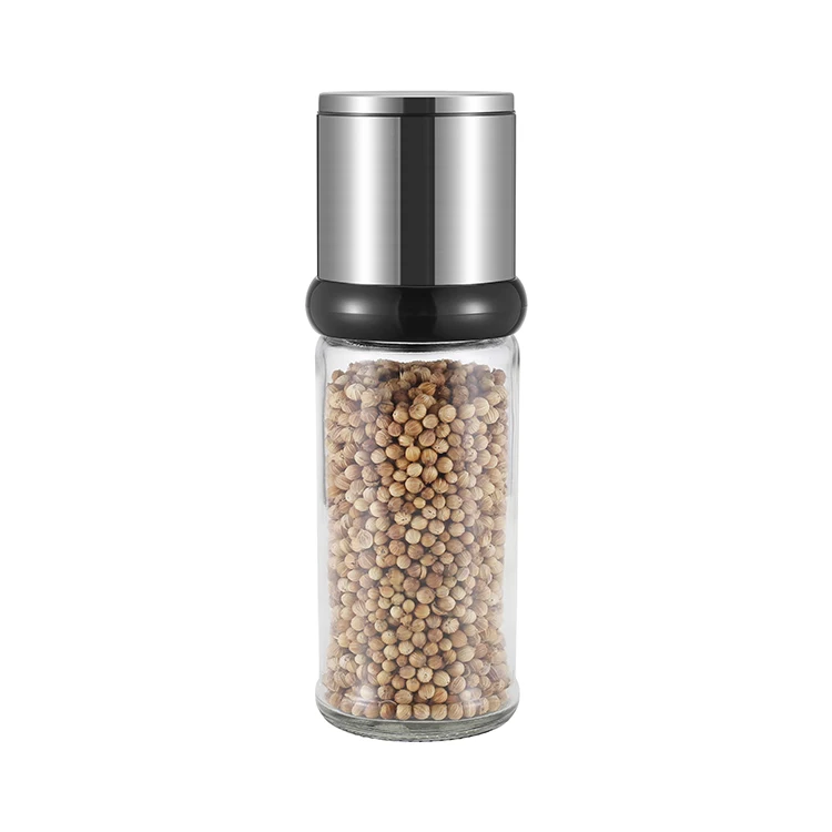 

Adjustable refillable salt and pepper mill ceramic 18/8 stainless with ceramic core manual salt and pepper glass bottle, Customized color