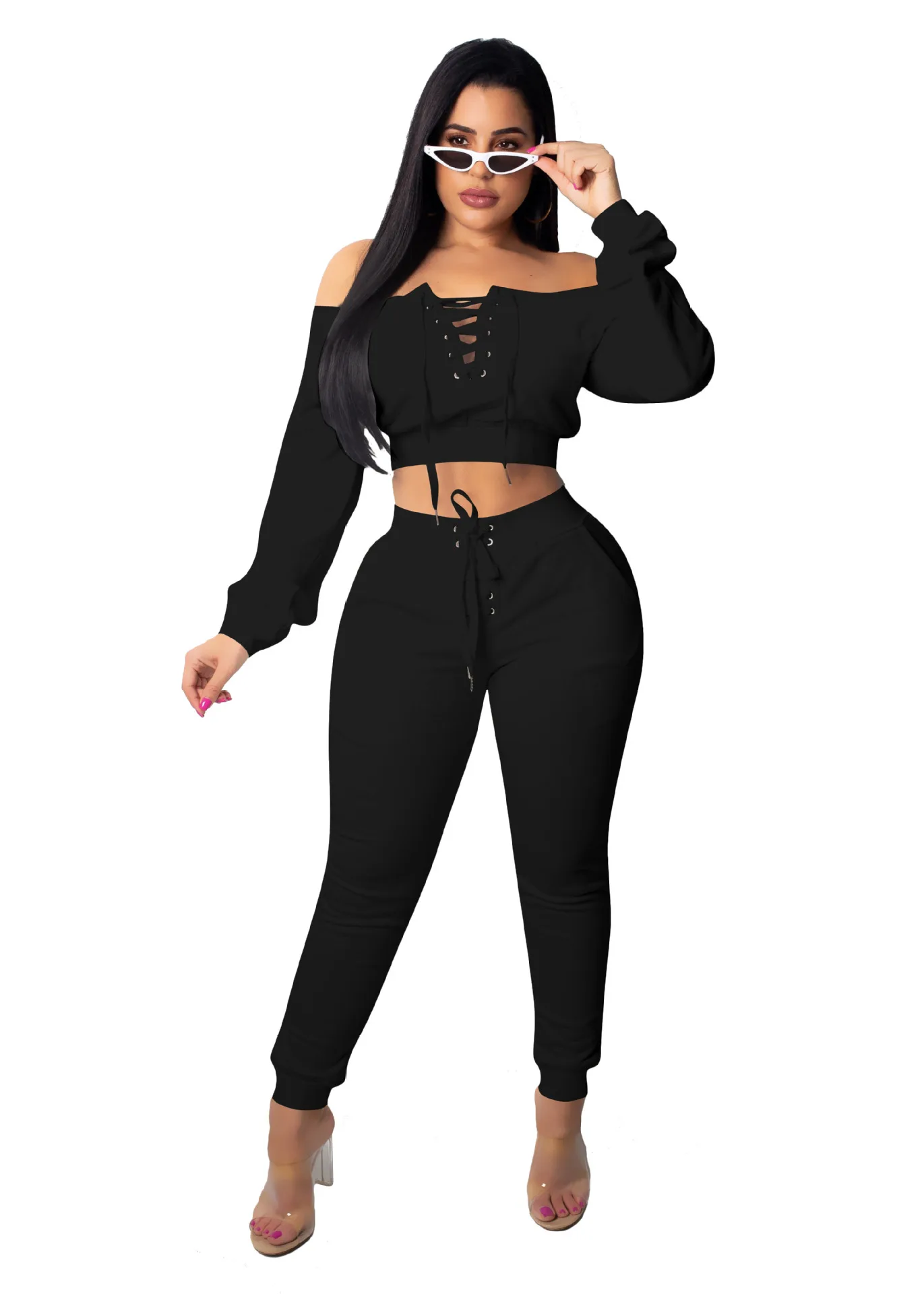 Boutique Long Sleeve Top Pants Outfits Two Piece Set Women Clothing ...