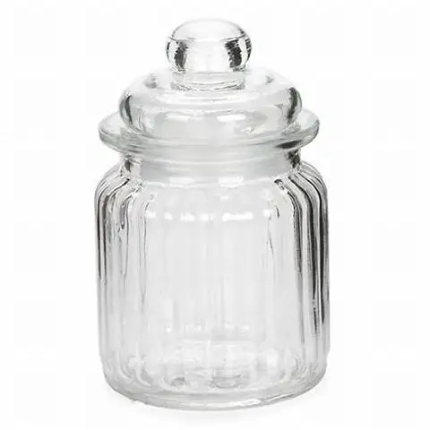 

Small Ribbed Tureen Storage Glass Jar 300ml Bulk for Jam Spices Food Jelly Candle, Transparent clear