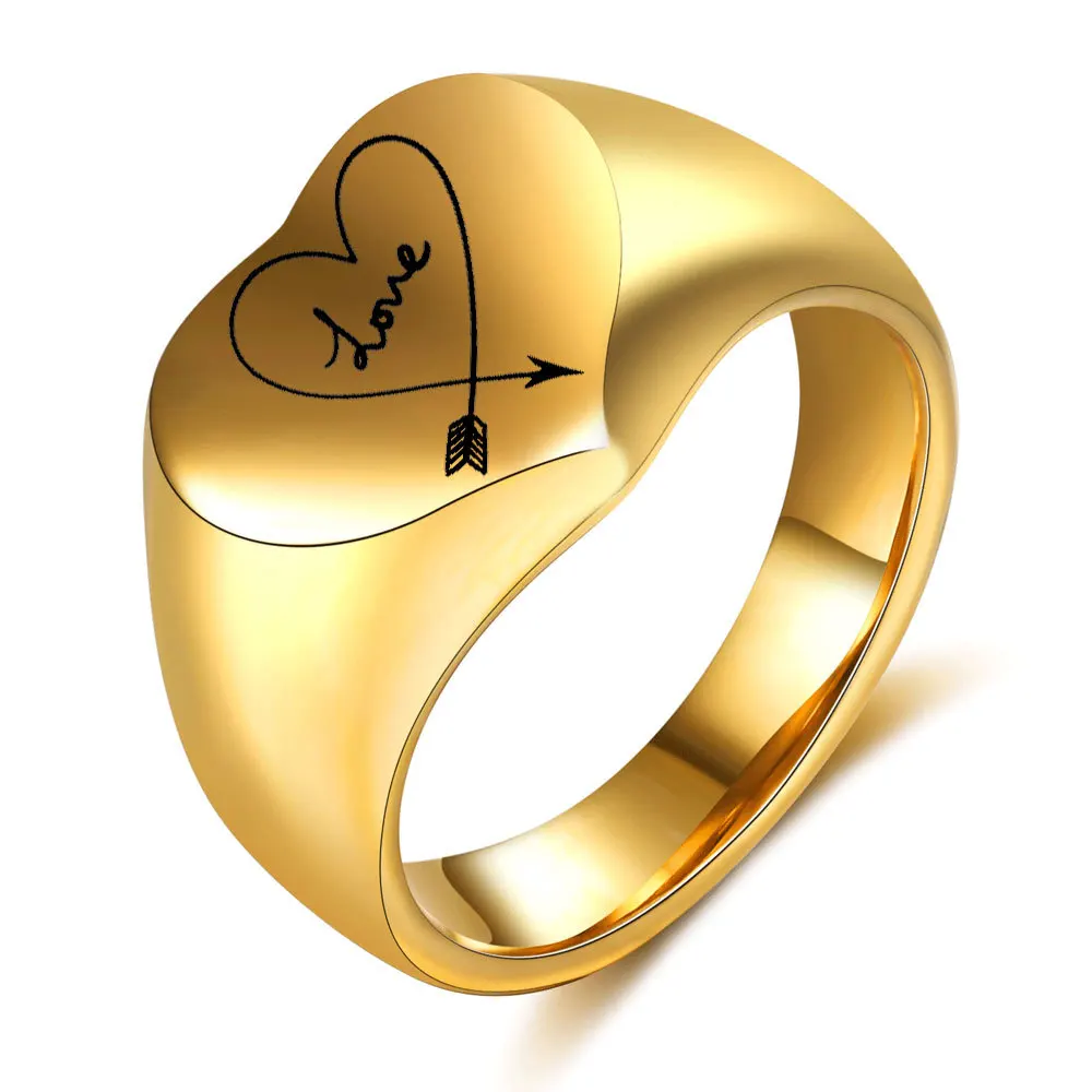 

Fashion Custom Heart Love Couples Ring 18K Gold Stainless Steel Couple Rings for Valentine's Day Jewelry