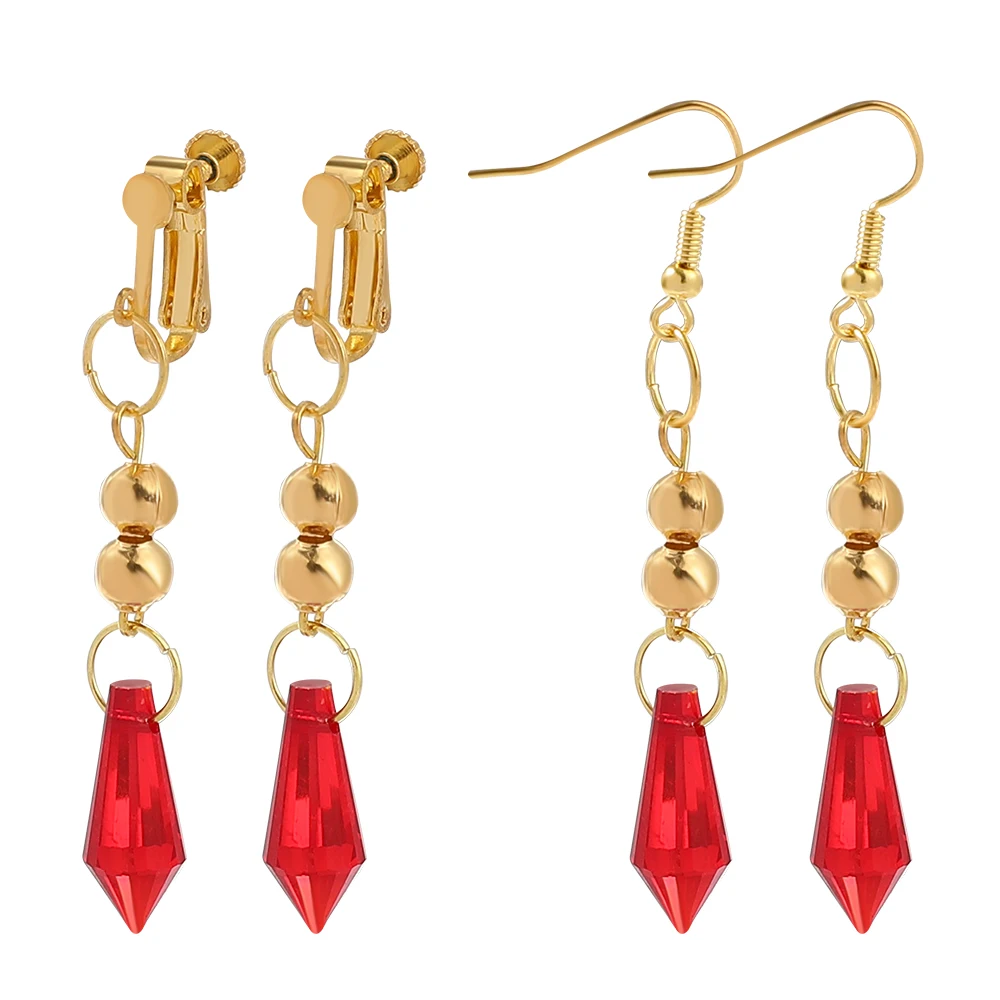 

Anime Games Genshin Impact Earrings Childe Tartaglia Earrings Red Crystal Drop Earrings Cosplay Jewelry For Women