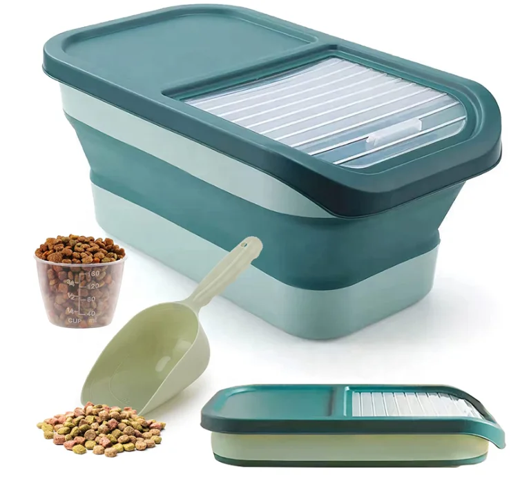 

Amazon Hot Sale Collapsible Dog Food Storage Container Folding Pet Food Container with Lids Airtight Cat Food Containers