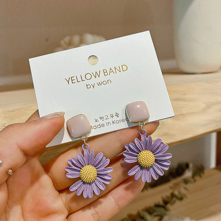

2020 purple yellow flower women fashion earrings