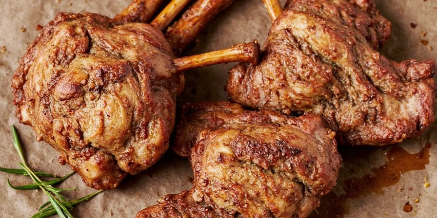 Close-up of grilled lamb sear