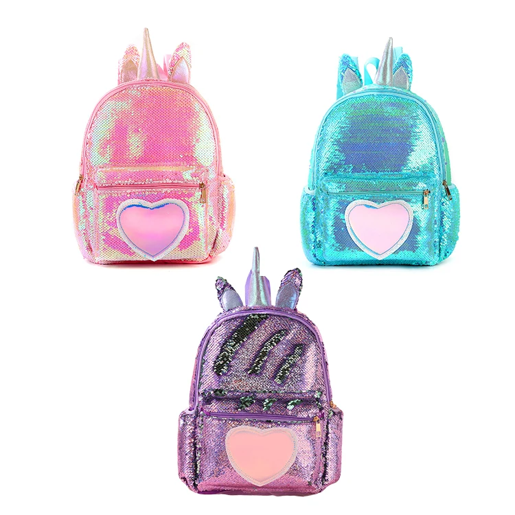 

OEM 3D Unicorn backpack sequin designer Mini Backpacks Cartoon Children Backpacks