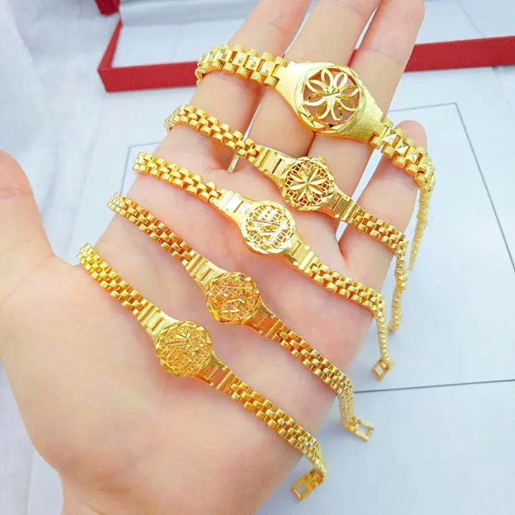 

gold matte watch style bracelet brass gold plated blessing bracelet exquisite craftsmanship gold jewelry