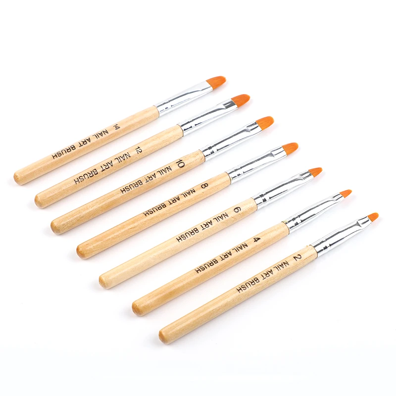 

7Pcs Professional Manicure Wood handle Gel Brush Pen Transparent Acrylic Nail Art Painting Drawing Brush Phototherapy Tools, Pictures showed