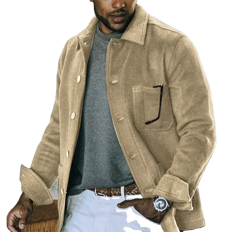 

Hot style fashion jacket men's casual solid color lapel comfortable temperament coat